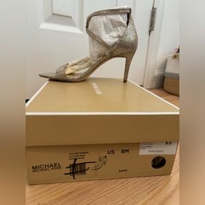 Michael Kors Ava Mid Sandal - Glitter Mesh - 8 (brand new!)